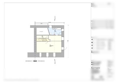 Etasjeplan (plan 1. etasje) for en byggesak, som viser romfordeling, dimensjoner og arealoppdelinger.