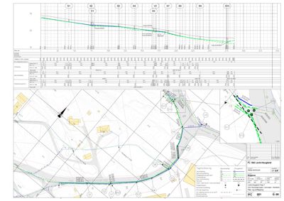 Situasjonsplan som viser tomtens form, grenser, høydekurver, naboeiendommer og planlagt plassering av bygninger.