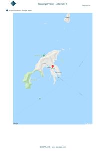 Google-kart som viser prosjektets lokasjon (Bassenget Værøy) med en markør.