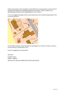 Et kommunekart (situasjonsplan) som viser tomtene 2/152 og 2/295, bygningers plassering og avstander til nabobebyggelse.