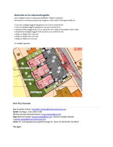 Situasjonsplan som viser plassering av boliger i forhold til naboreise, avstander og endringer i plassering.