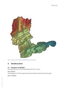 Kart som viser terreng og modellsgrensning for hydrologiske beregninger (NEVINA).