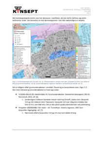 Kvartærgeologisk kart som viser løsmasser og grunnvannsnivåer i et byggeområde.