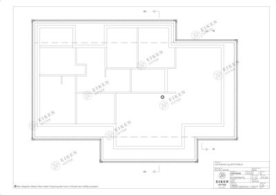Etasjeplan (Kontaktskisse) som viser romfordeling og vegger for en hytte.