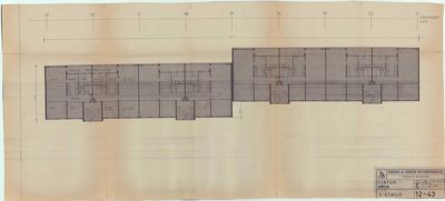 Etasjeplan (3. etasje) som viser romfordeling, vegger og dører for en bygning.