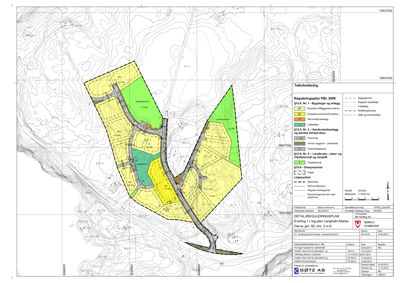 Detaljreguleringsplan som viser tomtens beliggenhet, form, arealbruk og infrastruktur i forhold til omgivelsene.