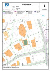 Situasjonskart som viser eiendomsforhold, naboeiendommer, vegnett og arealbruk for eiendom 79/1094 i Tysvær kommune.