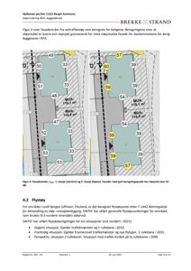 Situasjonsplaner som viser to etasjer (venstre: 1. etasje, høyre: 2. etasje) med romnummer, areal (MUA) og høydekontur (N). Planene illustrerer fasadeutsnitt for støyberegning.