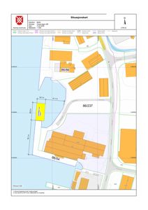 Situasjonskart som viser eiendomsnummer, bygninger, vegnett og grunnsituasjon for Husebyvegen 265.