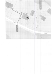 Situasjonsplan som viser eiendomsforhold, avstander og plassering i forhold til naboeiendommer og vei (Klatran).