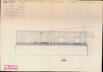 Fasadetegning av en enebolig sett fra øst.