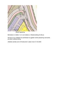 Utsnitt av en reguleringsplan som viser tomtens plassering i forhold til veier (Innsjøveien, Frisøveien) og arealoppdelinger (f.eks. 1.476 m²).