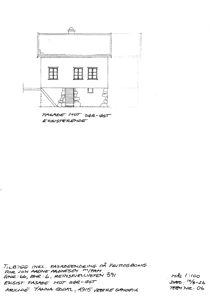 Tegning av fasaden mot sør-øst for en eksisterende bygning.
