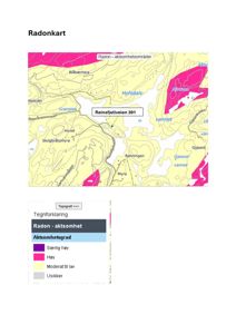 Radonkart over Høydalsvatnet med fokusområde Reinsfjellveien 391 og tegnforklaring for radonaktivitet.