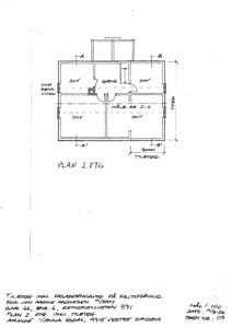 Etasjeplan (2. etasje) for et tilbygg inkludert fasadeendring, med rombetegnelser (SOV, GANG, HÅLB. AR) og mål.