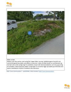 Fotografi av et fjellområde med en hytte og en campingvogn, inkludert en beskrivende tekst om fjellblotninger og stabilitet.