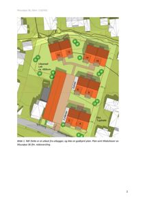 Situasjonsplan som viser en planlagt bebyggelse på tomtegrunn. Planen illustrerer plassering av flere boliger (nummererte 2, 4, 6, 8, 10, 12, 14, 16), utendørsarealer, sykkelplasser og tilhørende vegnett.