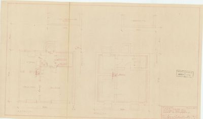 Etasjeplan med romfordeling og mål for første etasje og kjeller.