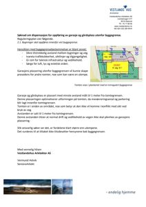 En situasjonsplan (tomtekart) som viser plassering av en garasje (Gnr. 9,0) i forhold til en reguleringsgrense (30 m) og nabotomter.