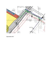 Detaljtegning som viser plassering og dimensjoner for oljeutskiller (OU1) i forhold til rørledninger og andre infrastruktur.