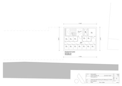 Plantegning av eksisterende kjeller med romfordeling og mål.
