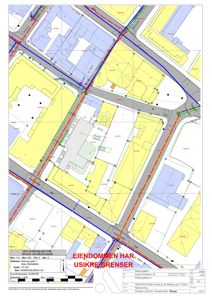 Situasjonskart som viser eiendomsgrunn, naboeiendommer og vegnett i området.