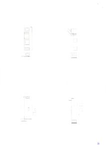 Bildet viser en tegning med fire mindre planer, sannsynligvis etasjeplaner eller romfordelinger for ulike etasjer i en bygning.