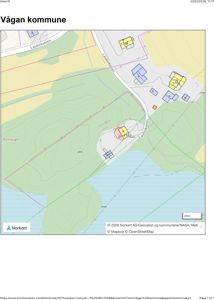 Kart over Vågan kommune som viser eiendomsnummer, vegnavn (Laukvikveien, Revhaugen) og topografi.