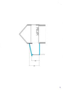 En teknisk detaljtegning som viser en konstruksjon med mål (325 og 280) og blåfargede elementer som kan være isolasjon eller konstruksjonsdetaljer.