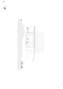 Snittegning som viser tverrsnitt gjennom en bygning, inkludert innvendige rom, takkonstruksjon og grunnmur.