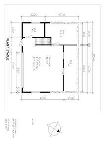 Etasjeplan (PLAN 1 EETASJE) som viser romfordeling, mål og areal for et hus.