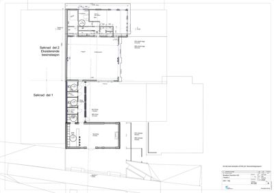 Etasjeplan som viser romfordeling og veggkonstruksjoner for en bygning.