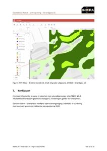 Et kartutsnitt fra NVE Atlas som viser geologisk underlag (grunnforhold) for et område i Strandgata 16.