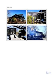 Fotografi av en eksisterende bygning (hus) med tilhørende uteplasser og terrasse.