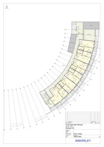 Etasjeplan (Plan 1 etasje) for Omsorgsbolig Bybogen, som viser romfordeling og plassering av boliger.