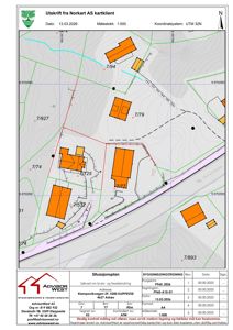 Situasjonsplan som viser tomtens beliggenhet, nabolag, veier og eksisterende bygninger.
