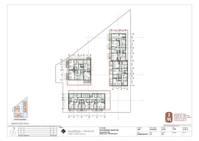 Oversiktsplan over etasjeplaner (typisk etg) med romfordeling og dimensjoner.