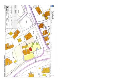 Situasjonsplan som viser tomt, nabobebyggelse og veier.
