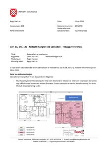 Etasjeplan som viser romfordeling og innglassing av veranda for en flerboligseiendom (Snr 3 og 4).