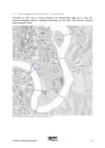 Et kart (NVES temakart) som viser et elvebunn med topografi og bygningsplasseringer.