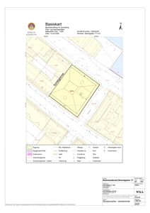 Situasjonsplan som viser tomtens plassering i forhold til nabolag, eiendomsgrenser og infrastruktur.