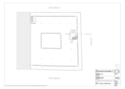 Etasjeplan (Plan 7. etasje) for eksisterende bygning i Rammeseknad Strandgaten 17.