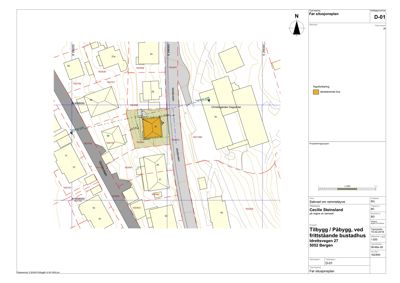 Før situasjonsplan som viser tomtens beliggenhet, nabolag, eksisterende bygninger og planlagt inngrep.