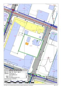 Situasjonskart som viser tomt, bygninger, veier og grunneiergrenser.