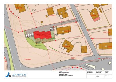 Situasjonsplan som viser tomtens plassering i forhold til nabolag, veier (Huskebruvegen og Bedriftsvegen), eiendomsgrenser, arealoppdeltning og en 'Tilleggsareal'-markering.