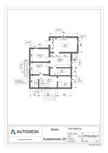 Etasjeplan (etasjeplan) som viser romfordeling, mål og trapp i en bolig.