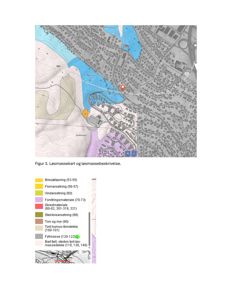 Et kart som viser løsmassekart og løsmassebeskrivelse for et område, inkludert en nøkkel med ulike jordtyper.