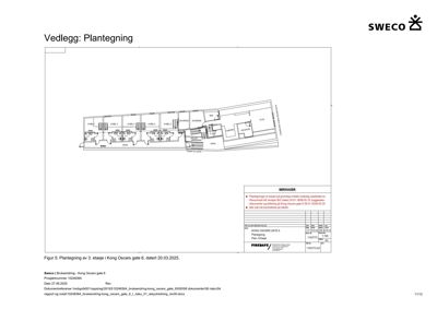 Plantegning av 3. etasje i Kong Oscars gate 6, som viser romfordeling og funksjoner.