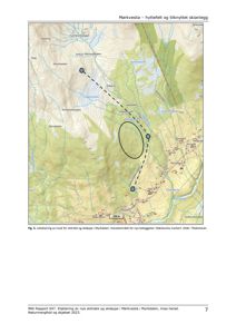 Kart som viser topografi, vannløp og plassering av skianlegg i Mørkveslia.