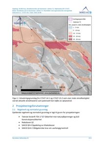 Et kart som viser skredhastighet og heistrase for et prosjekt.